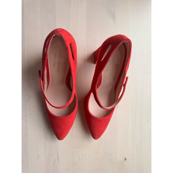 Kate Spade Red Suede Meredith Pointed-Toe Pumps Women’s Size 7 US - Picture 8 of 15